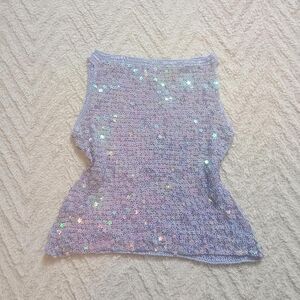 Y2K Iridescent Crochet Sequined Beaded Fairy Top
